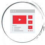 a stylized view of a youtube video page, with elements that apply to channel management highlighted: thumbnails, end card, title, description, comments and others
