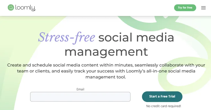 loomly homepage screenshot social media scheduler
