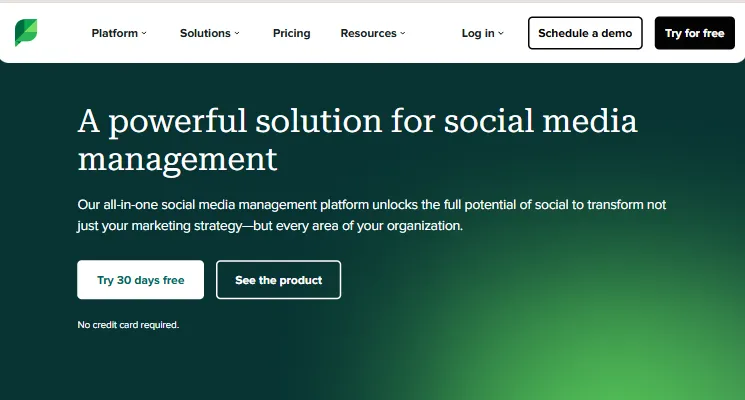 sprout social green homepage screenshot