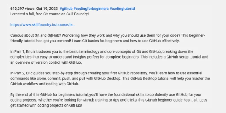 eric wise for skill foundry video description with hook, leading tags, and video summary