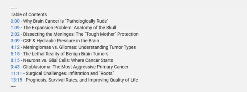 ioha video description table of contents with timestamps