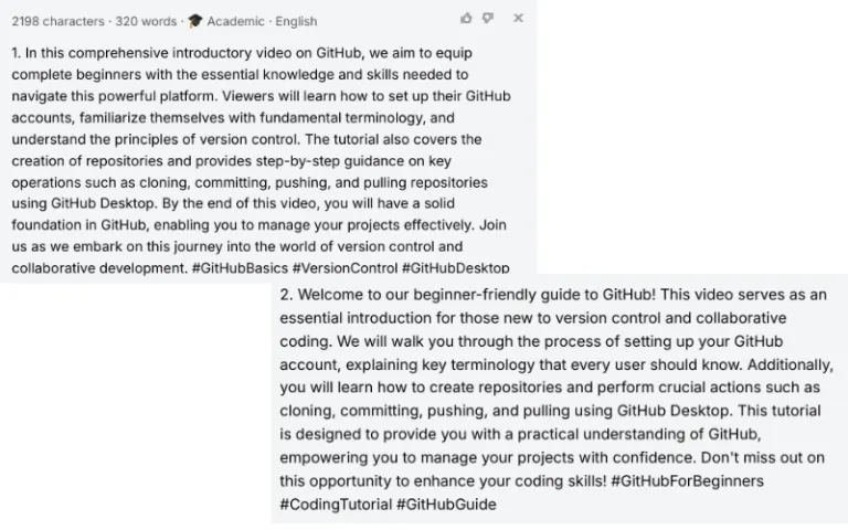 two of three results of the ahrefs generator for a coding tutorial video